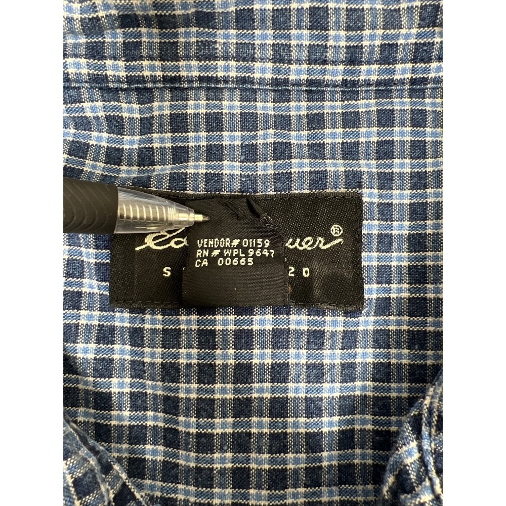 Eddie Bauer Blue Plaid Button Down Collared Short‎ Sleeve Shirt Casual Mens SZ L - Picture 6 of 8